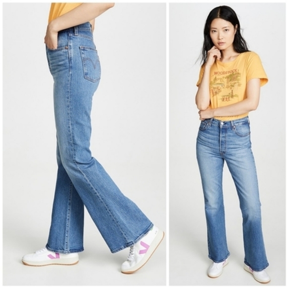 Levi's Ribcage High Rise Flare Jeans in Jive Song - Picture 5 of 5